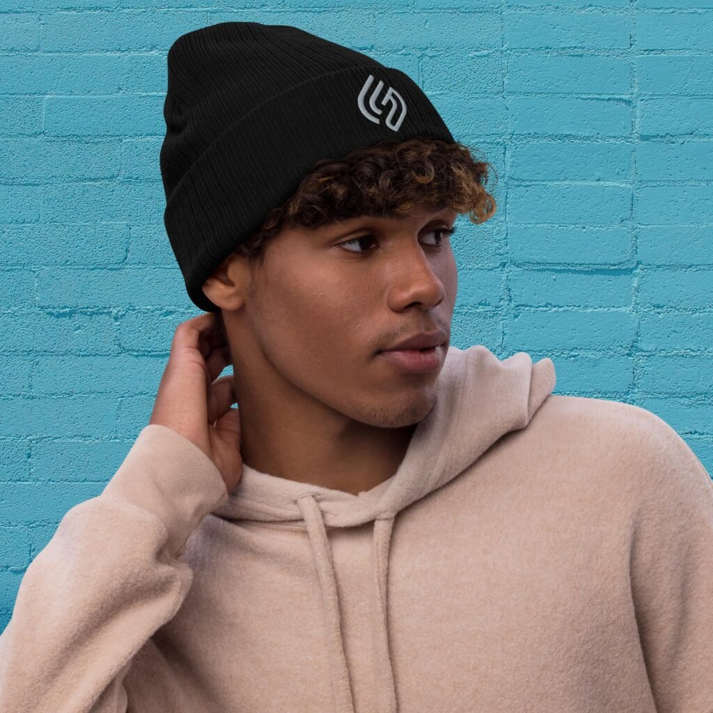 Embroidered "LoGo" ribbed knit beanie